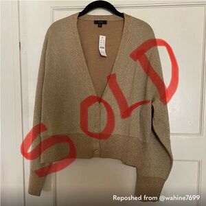 J. Crew metallic cropped cardigan, gold, 3X